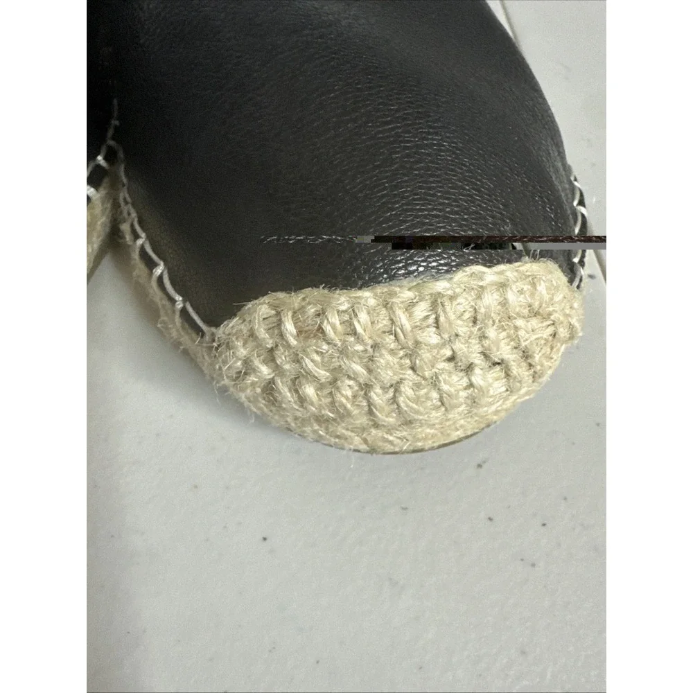 Eileen‎ Fisher Kai Tumbled Leather Black Espadrille Size 9.5 Excellent